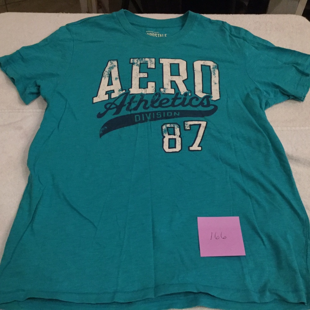 Aeropostale Turquoise White Logo T-Shirt Tee - Size Large - Excellent Condition